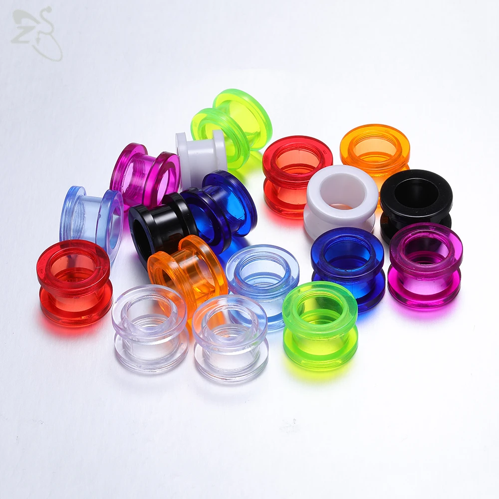 ZS 1 Pair Colored Acrylic Ear Plug And Tunnel Clear Green Black Ear Gauges 2-16MM Screw Ear Expander Sterchers Piercing Jewelry