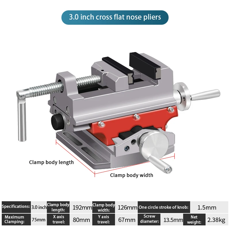 AOBEN 3 Inch Flat Vise Aluminum Alloy Cross Slide Vise Vice Table Compound Table Worktable Bench for Drilling Milling