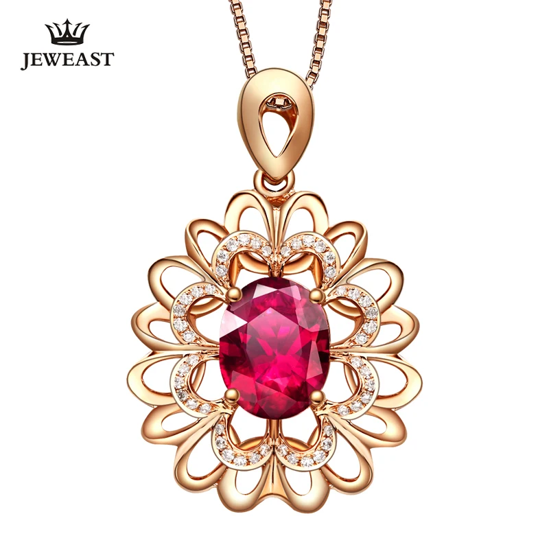 

LSZB Natural Red tourmaline 18K Pure Gold Pendant Real AU 750 Solid Gold Upscale Trendy Classic Fine Jewelry Hot Sell New 2023