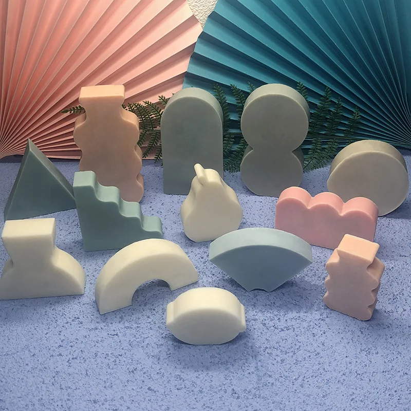 

Simple Line Geometric Shape Silicone Mold for DIY Form for Candles Plaster Ornaments Handicrafts Soap Mold Kitchen Accessories