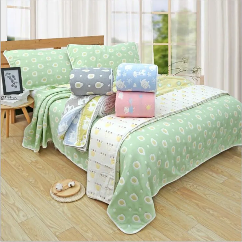 

180*220CM muslin cotton sleeping blanket many patterns summer air conditioner room nap blanket 6 layers cotton muslin blankets