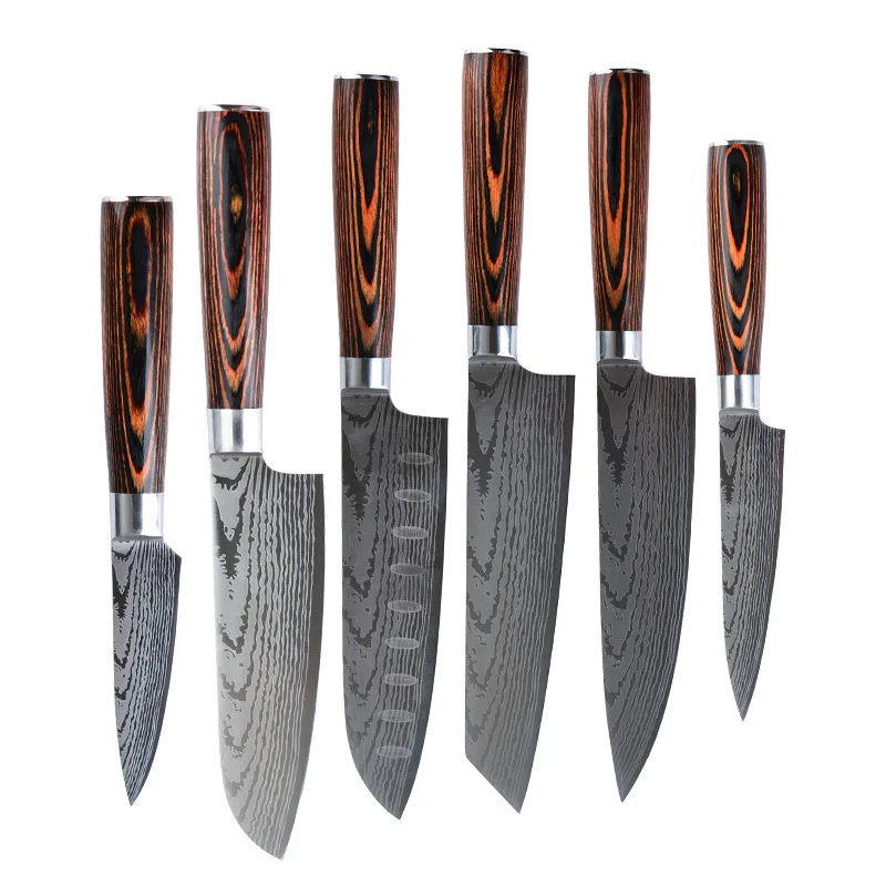 Coltello da affettare giapponese da 8 pollici coltello da cuoco damasco coltello da cucina Twosun coltello affilato in acciaio inossidabile coltello da frutta per carne