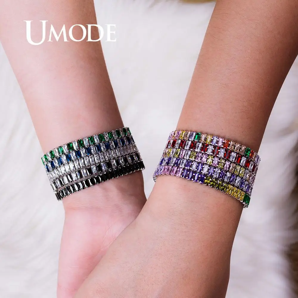 UMODE New Rainbow Crystal Tennis Bracelets For Women Bracelet Set Colorful Zirconia Femme Bridal Wedding Jewelry UB0181AX