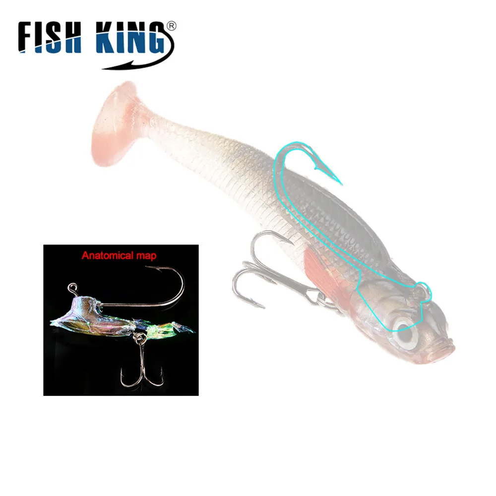 FISH KING 1PC 8/10CM 9g/21.5g Soft Bait Jig Fishing Lure Fish Swimbait Treble Hook Fishhook Fishing Tackle