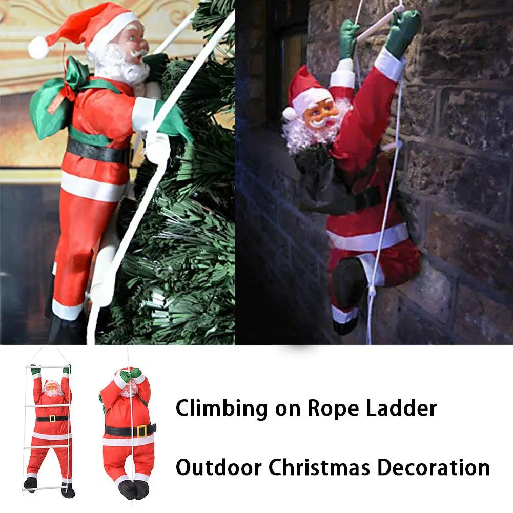 60cm corda de escalada escada papai noel decorações de natal ao ar livre papai noel com barba escalada chaminé boneca pingente presente
