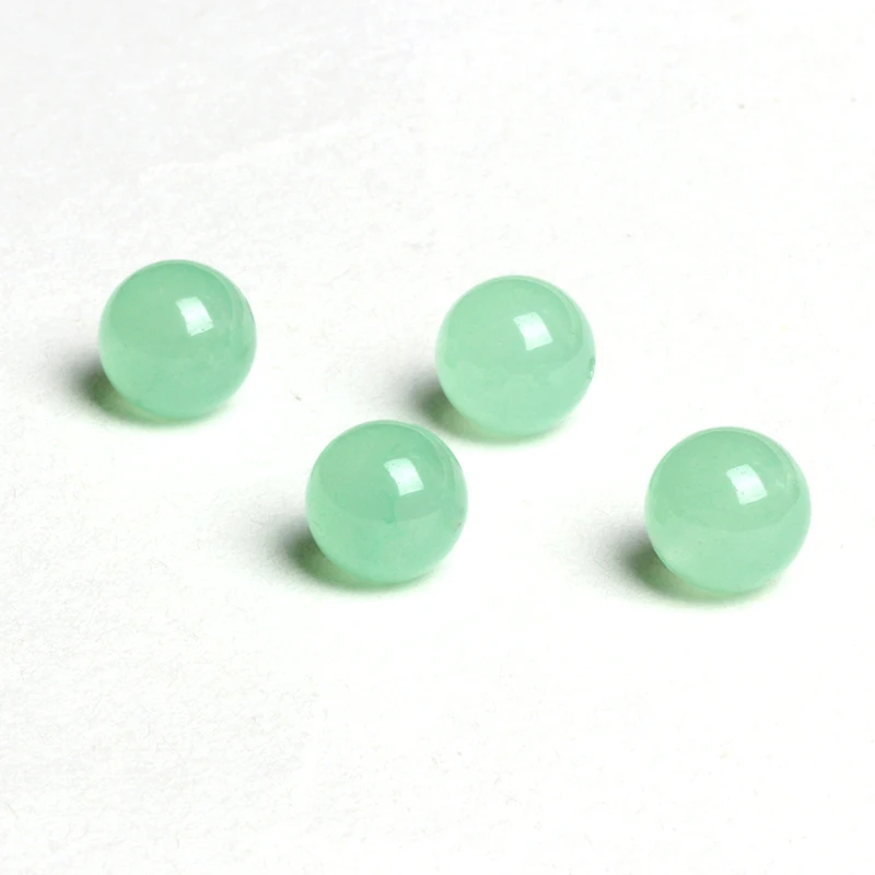 4A Natural Apple Green Chalcedony Quartz Crystal Single Bead DIY Jewelry Making