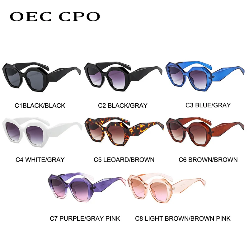 OEC CPO Square Sunglasses Women 2021 New Fashion Punk Sun Glasses Female Purple Big Frame Glasses Men Vintage Gradient Eyewear