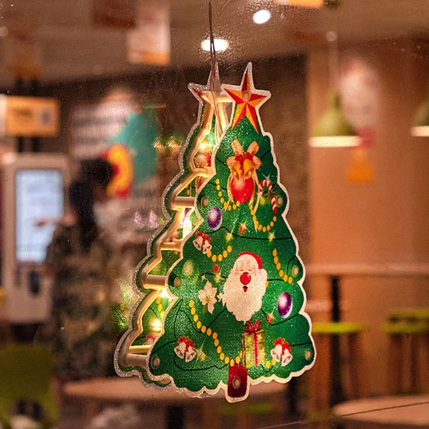 LED装飾ライト,クリエイティブなクリスマスライト,吸盤付き,窓の装飾,elkベル,santa