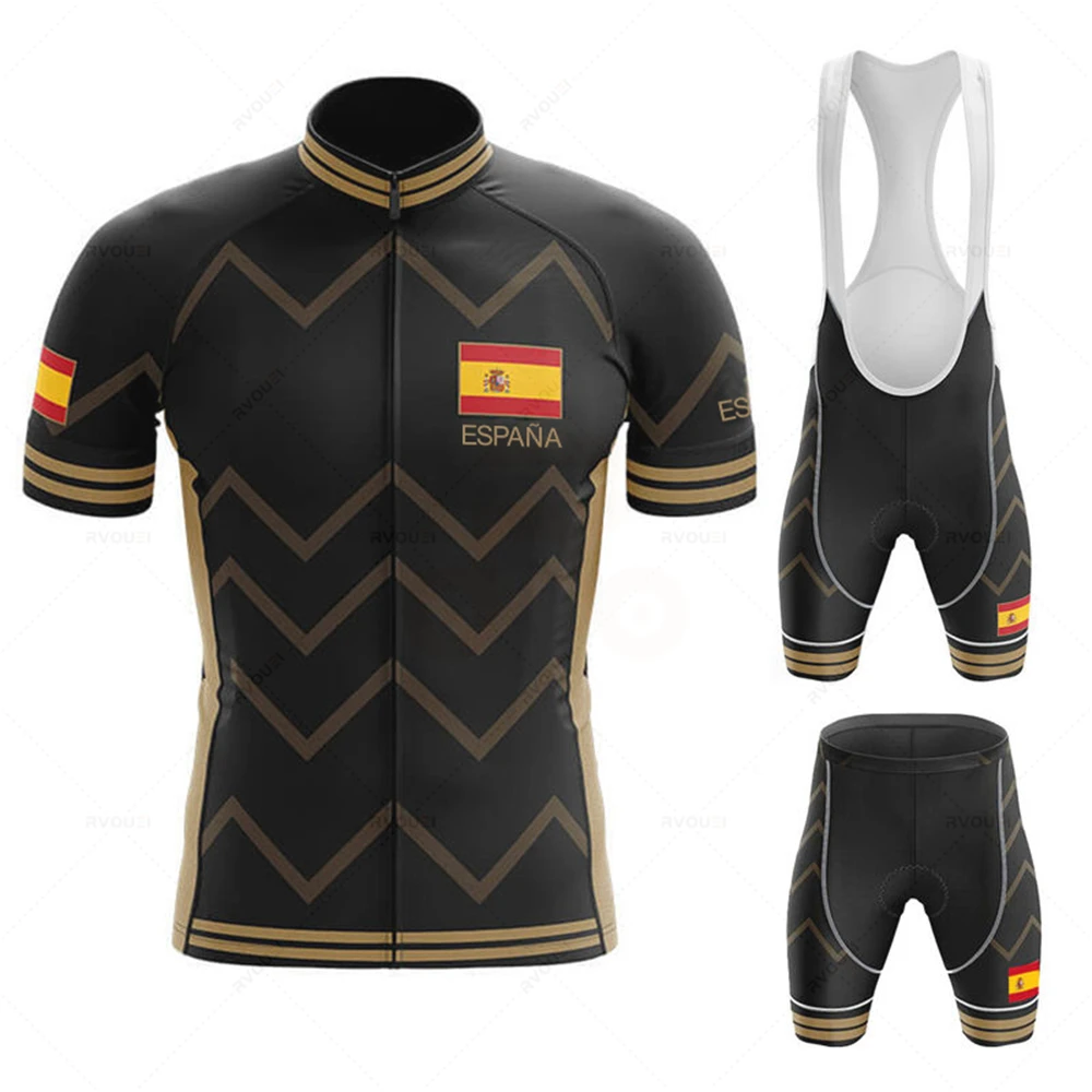 Spain Cycling Jersey Set for Men, Bike Clothing, Bicycle Wear, Short Maillot Culotte Ciclismo, Bike Clothes, 19D Bib Set, 2024