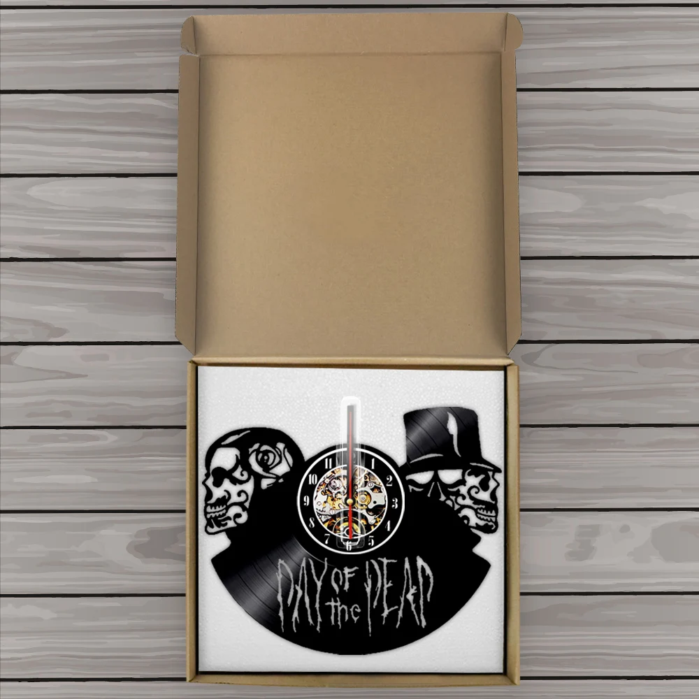 Dia De Muertos – horloge murale en vinyle, avec crâne, enregistrement, squelette d'halloween, décoration d'horreur, 3D