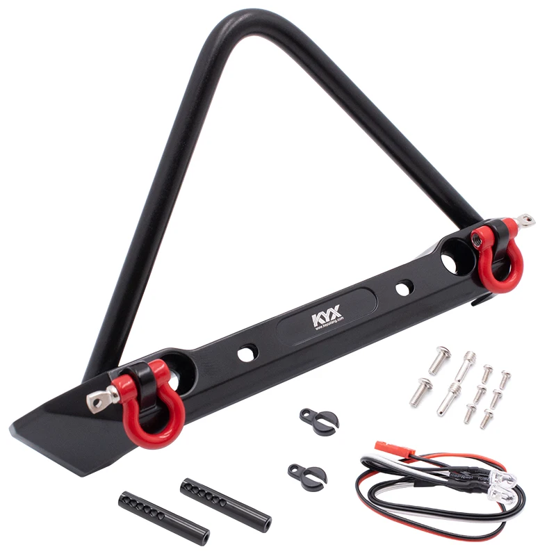 KYX Racing Metal Front Bumper w/ Lights Upgrades Parts Accessories for RC Crawler Car Axial SCX10 II 90046 Traxxas TRX-4 TRX4