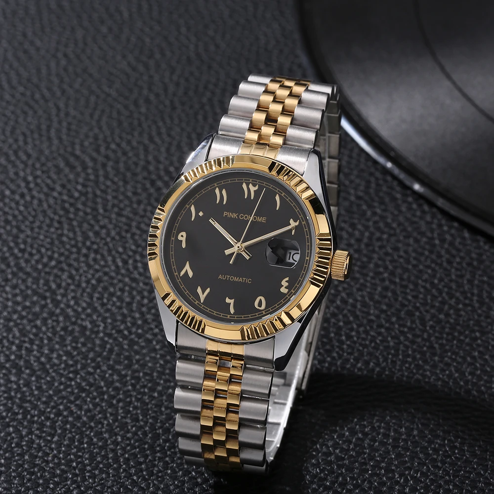 Luxury Timepieces Hours Arabic Watch Automatic Self-Wind Solid 316L Steel Waterproof Arabe Wristwatch Islam Montre Mecanique