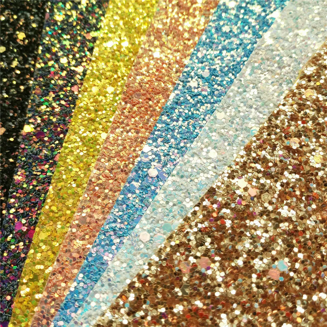 Multi-color Glitter Fabric Hologram Rainbow Synthetic Leather Vinyl Hair Bow Decoration DIY Handmade Bags Clothes Craft Material