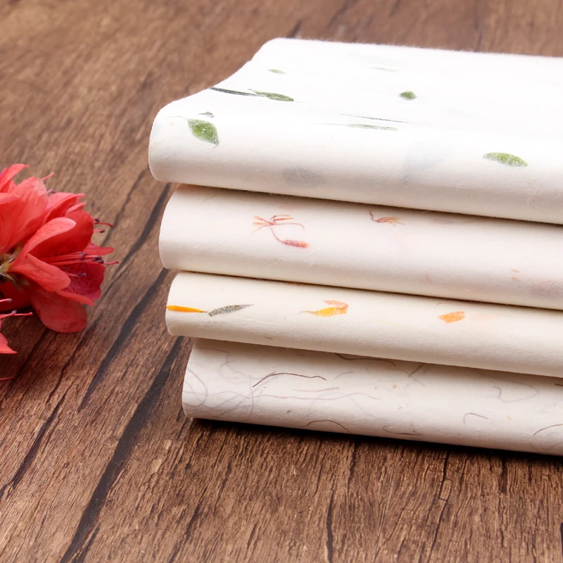 Xuan Paper Chinese Painting Half-Ripe Xuan Paper with Flower Tea Calligraphy Rice Paper Calligraphy Writing Painting Supplies