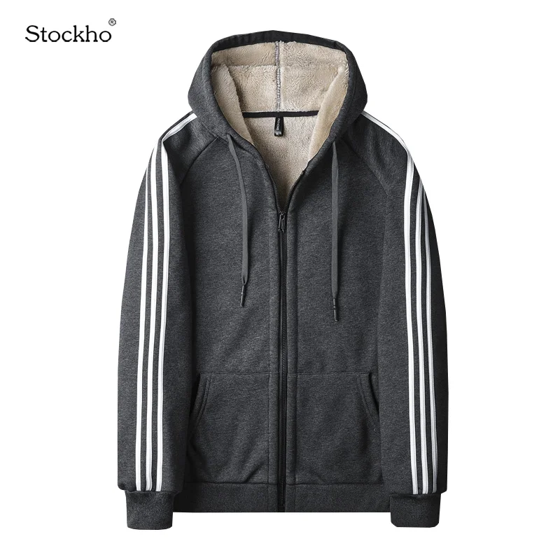 

Men Winter Jacket Fashion Lamb Wool Hooded Sweater Men Plus Fleece Hooded Sports Jacket Winter Warm Sports Top European Size