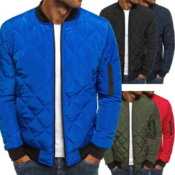 New Men's Fashion Plaid Jacket Thicken Warm Jacket Pure Color Casual Jacket Winter Outdoor Activities Jacket