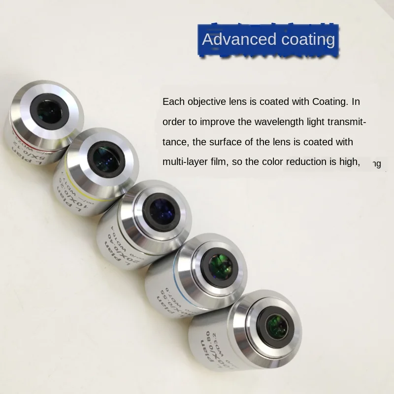 Lente objetivo de microscopio Infinity 5X 10X 20X 50X 100X lente acromática de larga distancia de trabajo piezas de microscopio metalográfico 20,2 MM