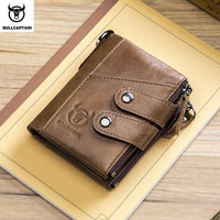 BULLCAPTAIN Men's Zipper Wallet Rfid Wallet Multifunction Storage Bag Coin Purse Wallet's Card Bags Genuine Leather Purse Male