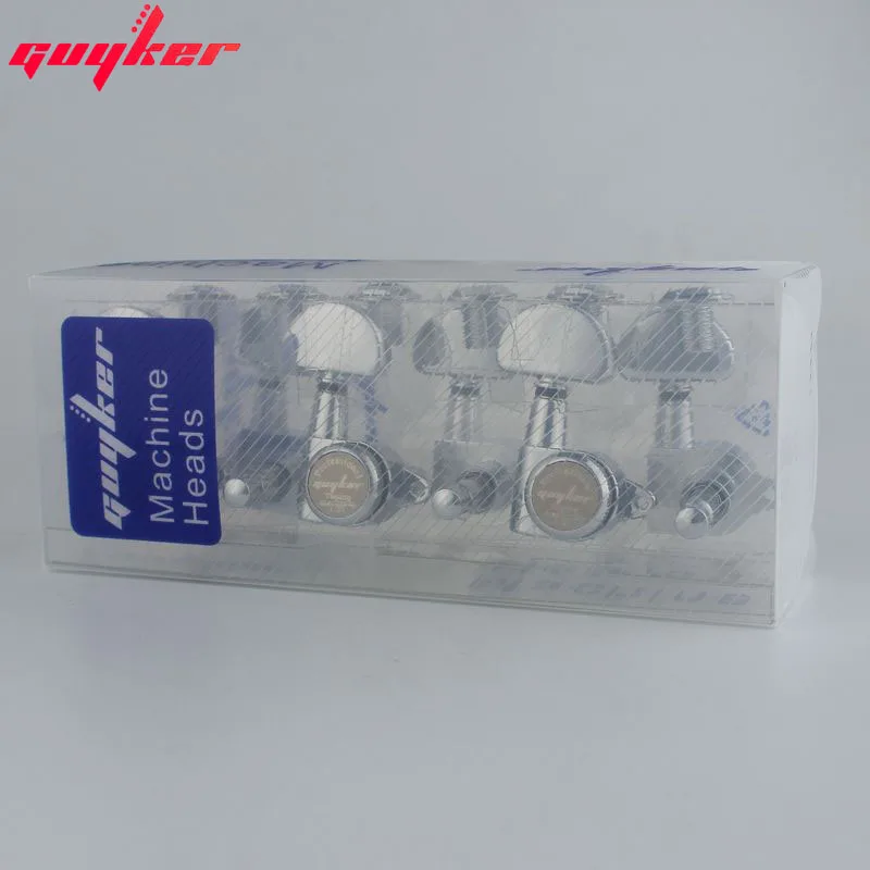 1 Set GUYKER 1:21 Lock String Tuning Key Pegs Machine Heads with Half-Circle Handle Replacement for LP SG Style 3R3L Chrome