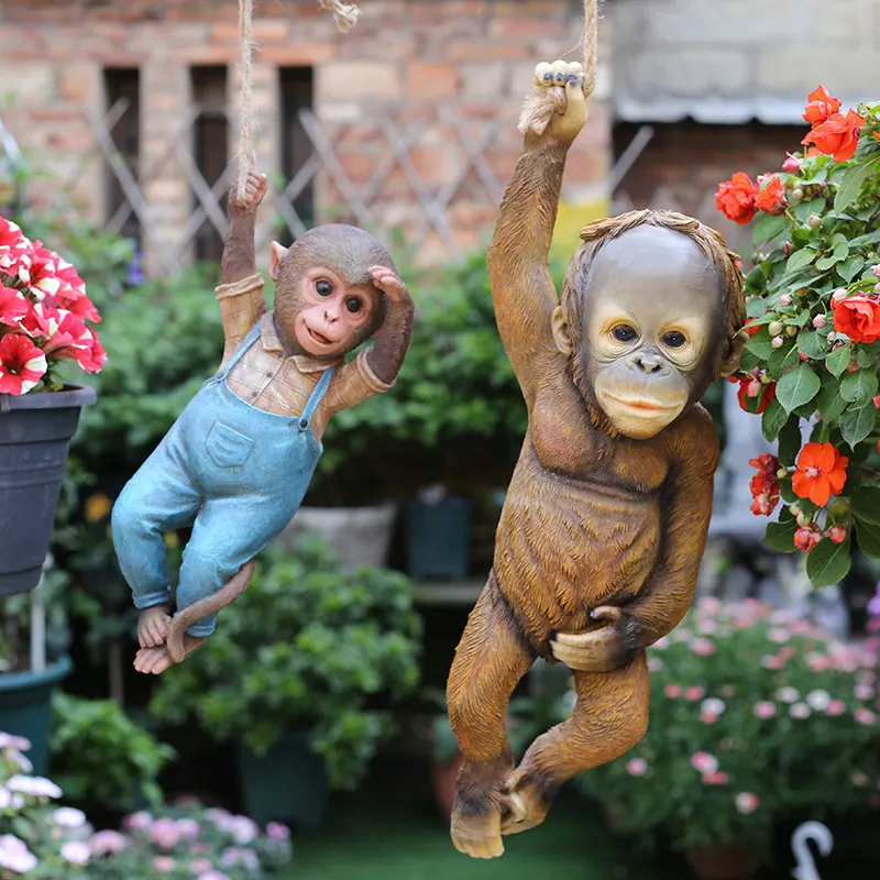 

Pastoral Simulation Animal Monkey Resin Pendant Garden Courtyard Park Ornaments Crafts Outdoor Villa Tree Sculpture Decoration