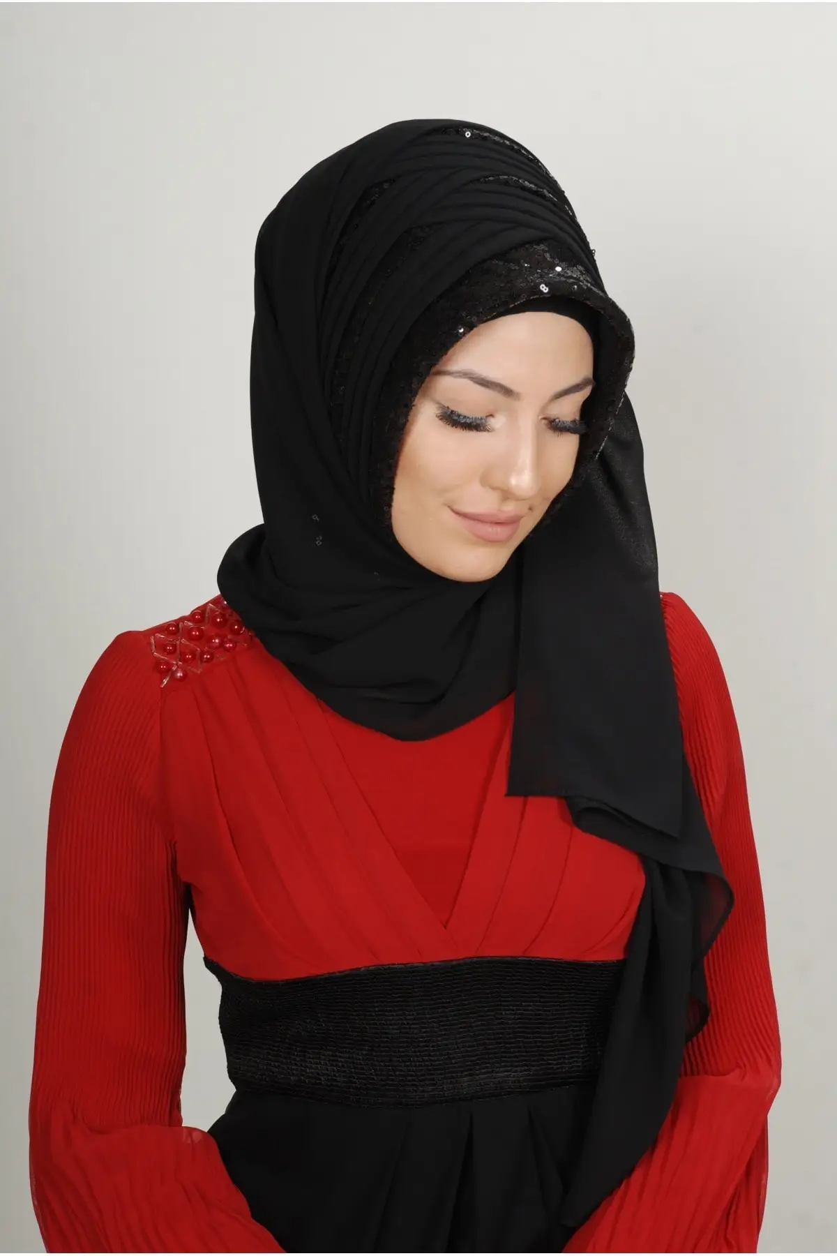 Black Instant Hijab Princess Modern Shawl