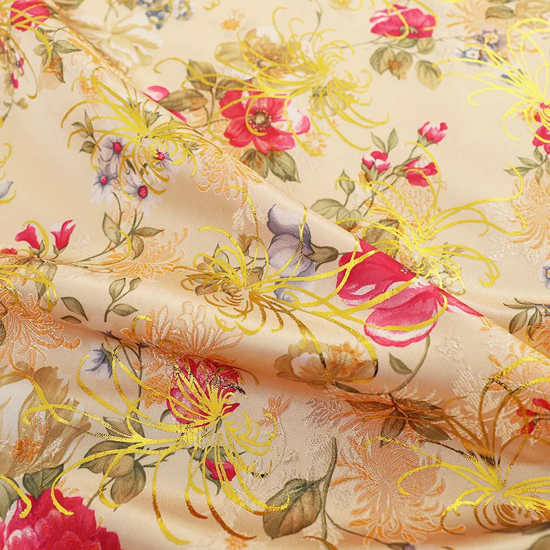 Satin flower fabric brocade garment fabrics DIY patchwork needlework material for sewing cheongsam and kimono