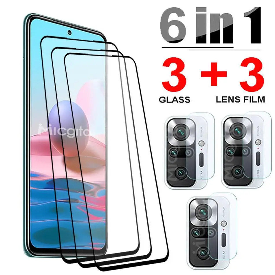 Tempered Glass For Xiaomi Redmi Note 10 Pro Max Note 10T Redmi 10 10A 10C 10X Screen Protector Len Film For Redmi Note 10S Glass