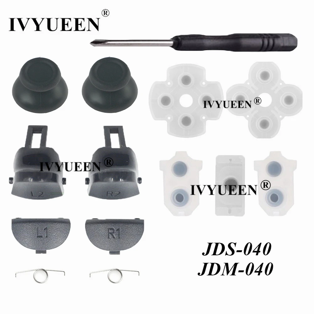 IVYUEEN R2 L2 L1 R1 ปุ่มทริกเกอร์Mod KitสำหรับPlayStation 4 PS4 Pro Slim Controller Analog Stick Caps JDS 055 050 040 030 011