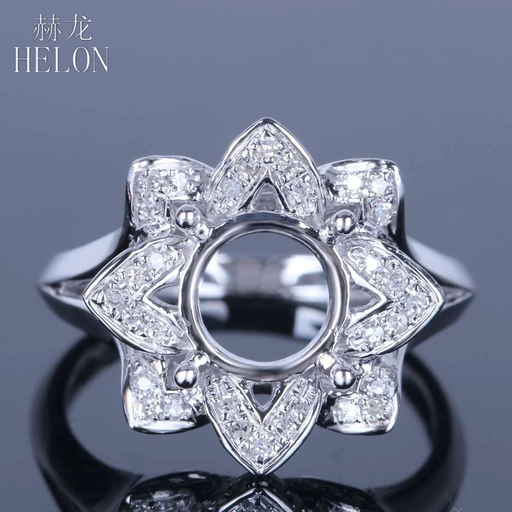 

HELON Round 8mm Sterling Silver 925 VVS/DEF Lab Grown Diamond Moissanite Women Fine Jewelry Semi Mount Engagement Wedding Ring