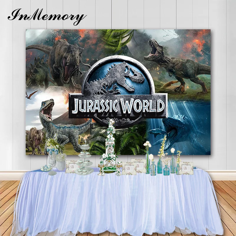 

InMemory Jurassic Park Photographic Background Dinosaur Boy Birthday Party Backdrops Photo Booth Props Cake Table Decoration