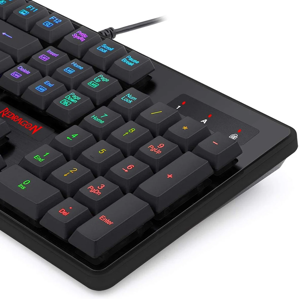 Redragon K509-RGB Juegos de PC teclado 104 clave tranquilo bajo perfil teclado RGB retroiluminado Dyaus teclado con sensación mecánica para