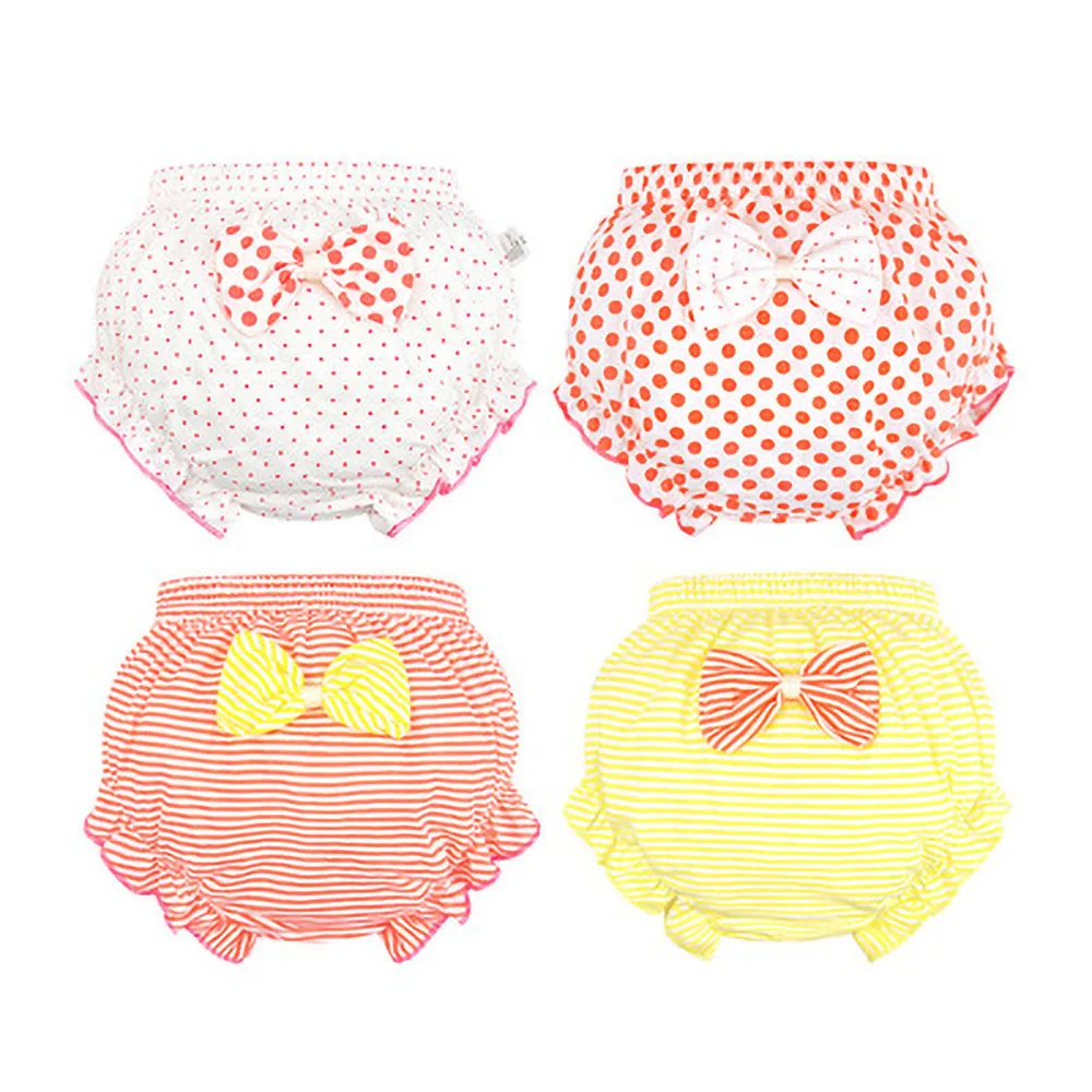 3 Piece/Lot  Kids100%Cotton Panties Summer Girl Baby Infant Newborn Fashion Solid Cute Bow Striped Dots Underpants 0-2 Year Old