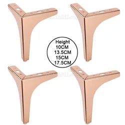 Patas de sofá de oro rosa para mesa de centro, muebles de TV, patas de Tridente, piezas de Hardware GF204, 10-17,5 CM de altura, 4 Uds.