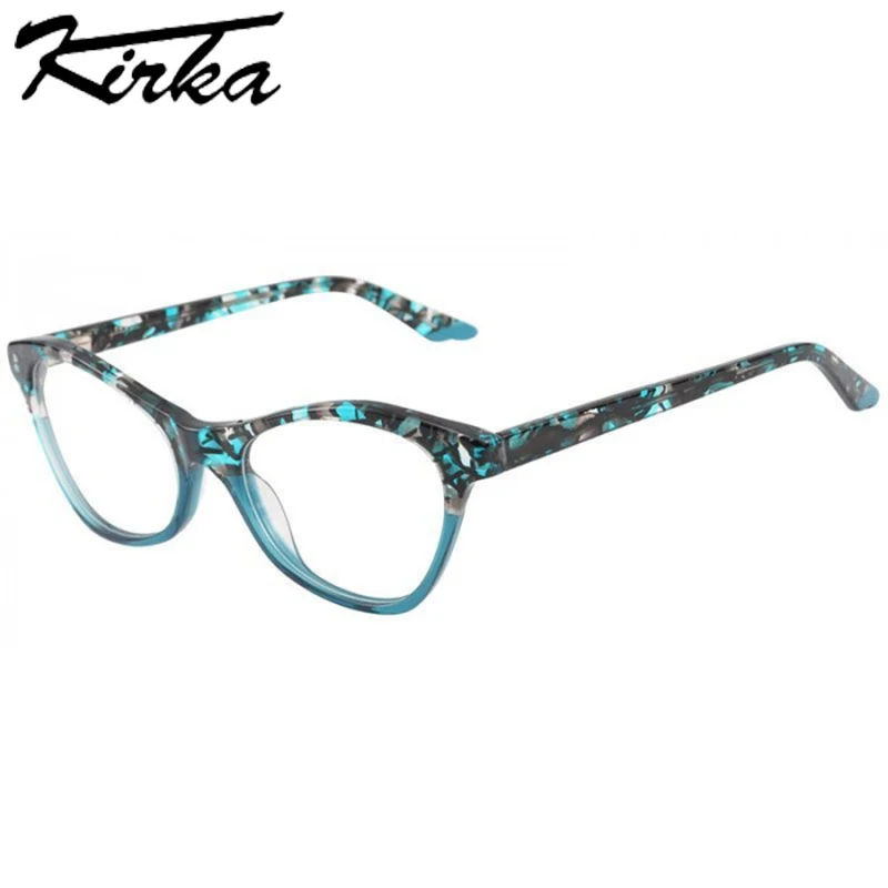 

Kirka Women Eyeglasses Frames Computer Glasses Frame Cat Eyes Glasses Patchwork Female Eyewear Frame Clear Lens WD3006