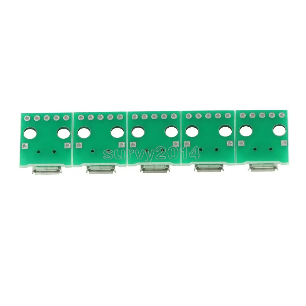 5PCS Micro USB to DIP Adapter Connector Module Board Panel Female 5-Pin Pinboard 2.54mm Micro USB PCB