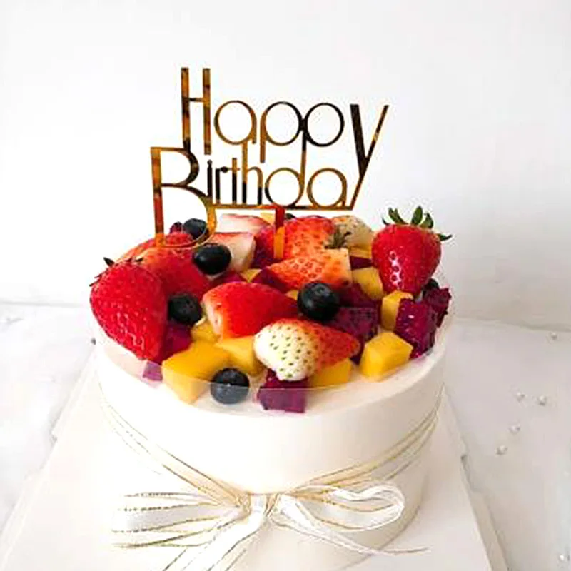 Gold Silber Alles Gute zum Geburtstag Kuchen Topper Acryl Klassische Geburtstag Cupcake Topper Dessert Dekoration für Baby Dusche Kuchen Liefert – Detail 25