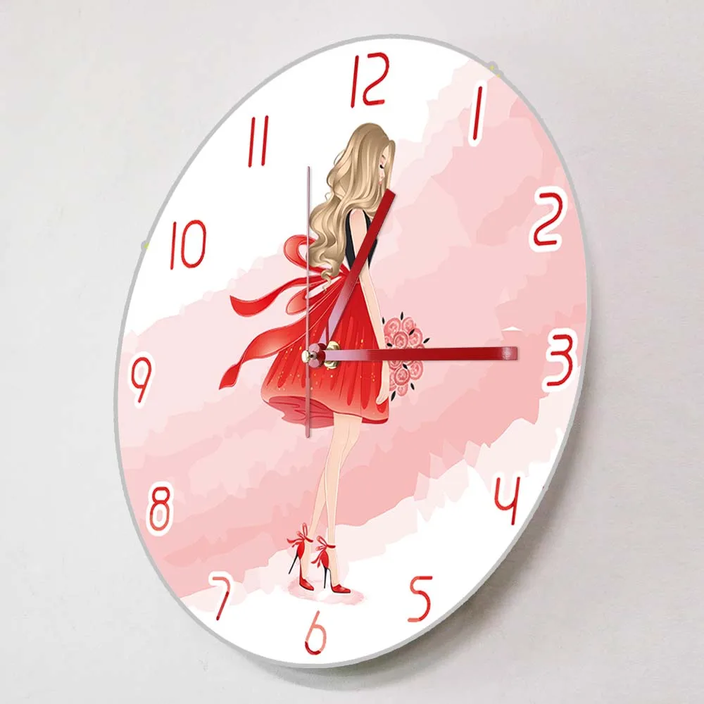 Beautiful Blonde Lady Modern Design Wall Clock For Girl Room Decoration Fashion Art Clock Timepieces Gift for Womans Accessories