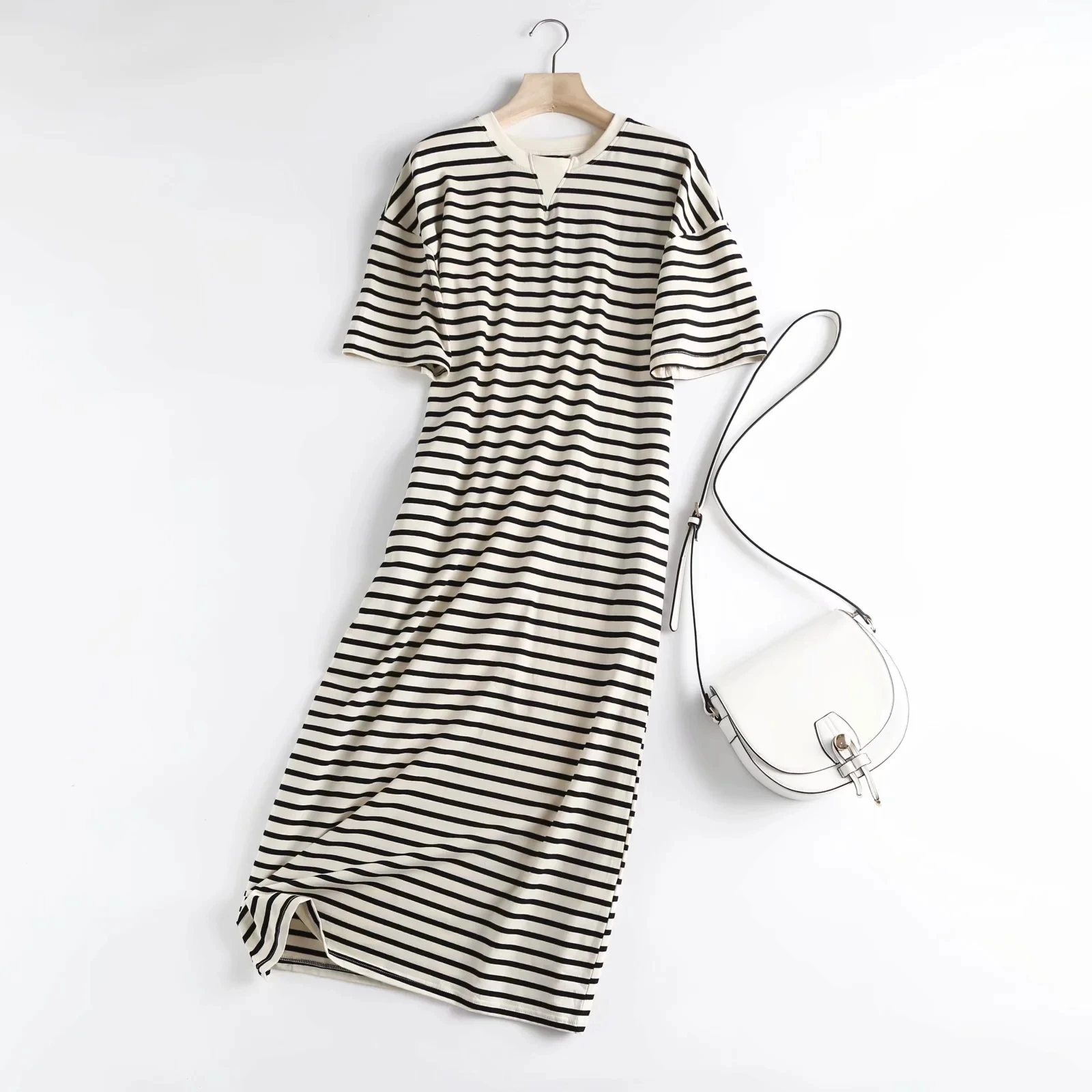 Maxdutti De Fiesta De Noche England Indie Folk Vintage Striped O-neck Loose Causal Long Dress Cotton Summer Dress Women Vestidos