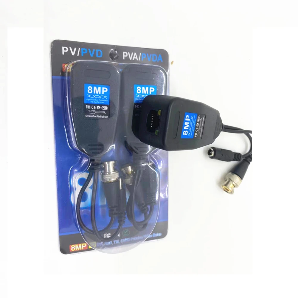 BNC To RJ45 4K 8MP Passive Video Power Balun CCTV Twisted Pair Transceiver For CCTV Camera