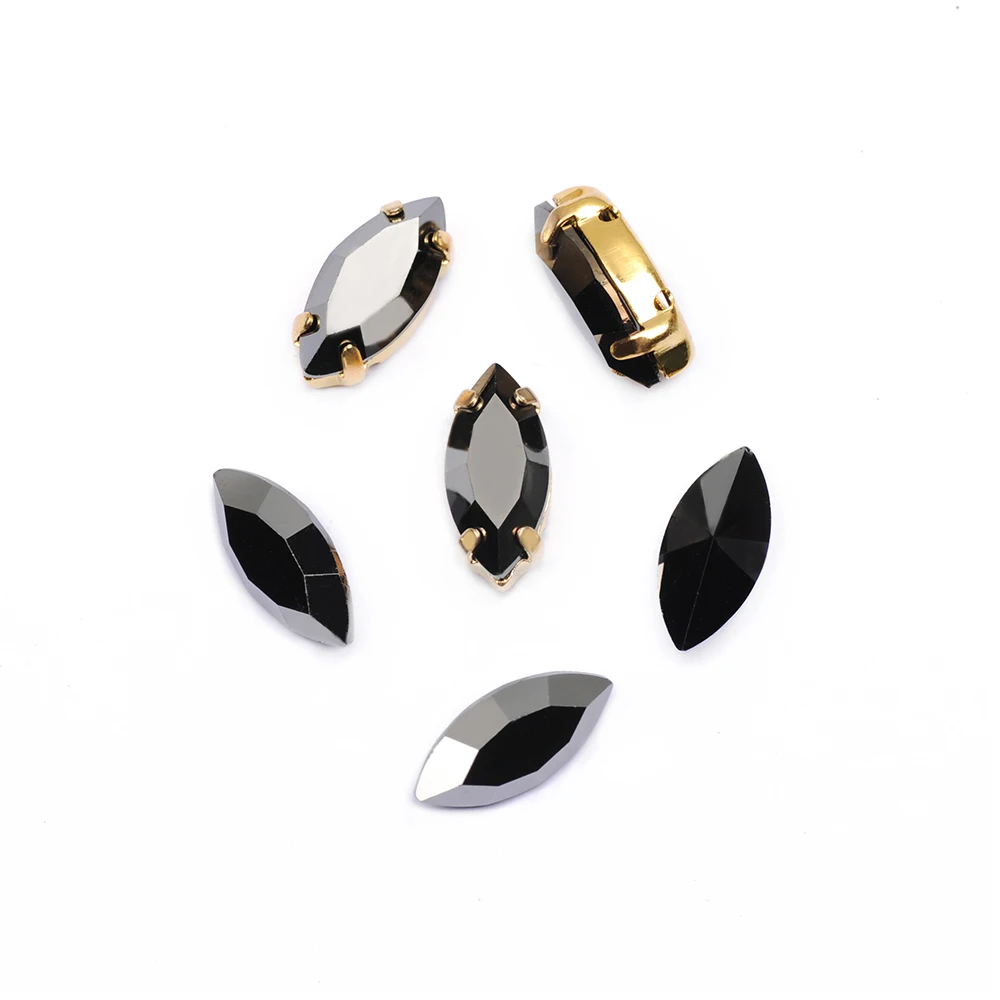 High Quality Hematite Sew On Rhinestones with Claw Flatback Silver/Golden Claw Sewing Strass Crystal for DIY Jewelry Clothes