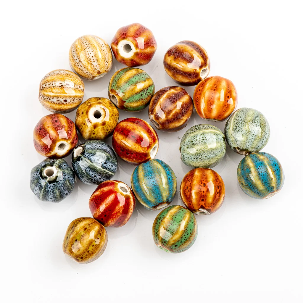 11-15mm 2size Watermelon Shape Sphere Ceramic Beads  Not Silicone String Specail Ceramic Beads HY417