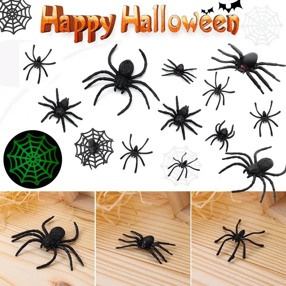 1/5/20Pcs/Pack Black Spider Web Novelty Toy Halloween Decorative Spiders Haunted House Prop Prank Trick Toys Plastic Fake Spider