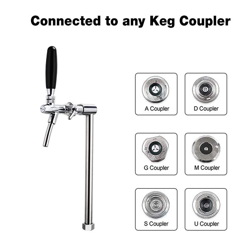 Vertical Beer Tap Pole Keg Coupler Adapter With Adjustable Beer Faucet,G5/8 Thread Simple Beer Tower  For Ball Lock Keg Party