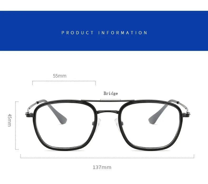 Legierung Gläser Rahmen Unisex Brille Vollrand Brillen Anti Blue Ray Frühling Scharniere Kurzsichtige Brillen Heißer Verkauf – Detail 7