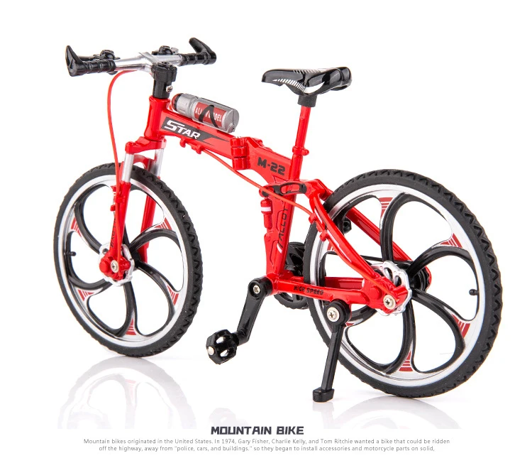 Mini Foldable Bicycle Model 1:8 Scale Metal Model Diecast City Vehicle Mountain Bike Simulation Alloy Toys Collection for Gifts