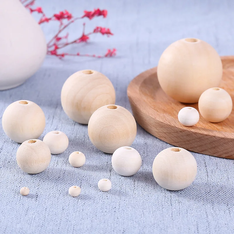 4-30mm Loose Round Ball Spacer Bead Natural Lead-Free Wooden Beads For Jewelry Making Bracelet Necklace Handmade Accessories