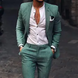 Esmoquin de novio hecho a medida, traje de padrino de boda verde, chaqueta y pantalones, 2020