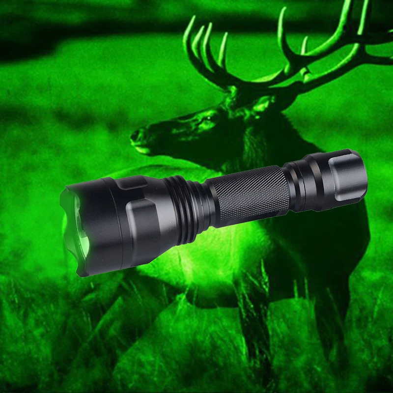 Professional Green Flashlight 18650 High Quality Light 3W XPE LED Green Light Tail Rope For Hunting Camping