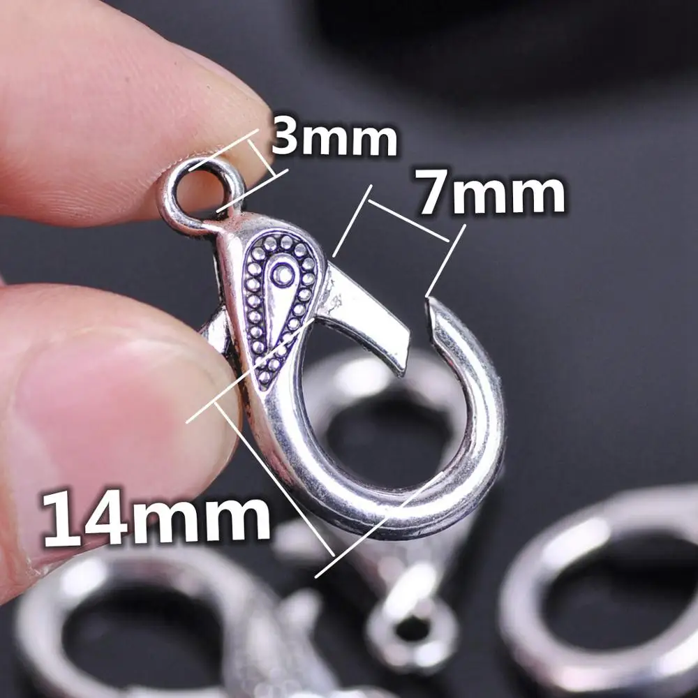 5 pçs 30x17mm antigo prata cor metal lagosta fechos ganchos clipes para colar pulseira jóias fazendo diy artesanato descobertas