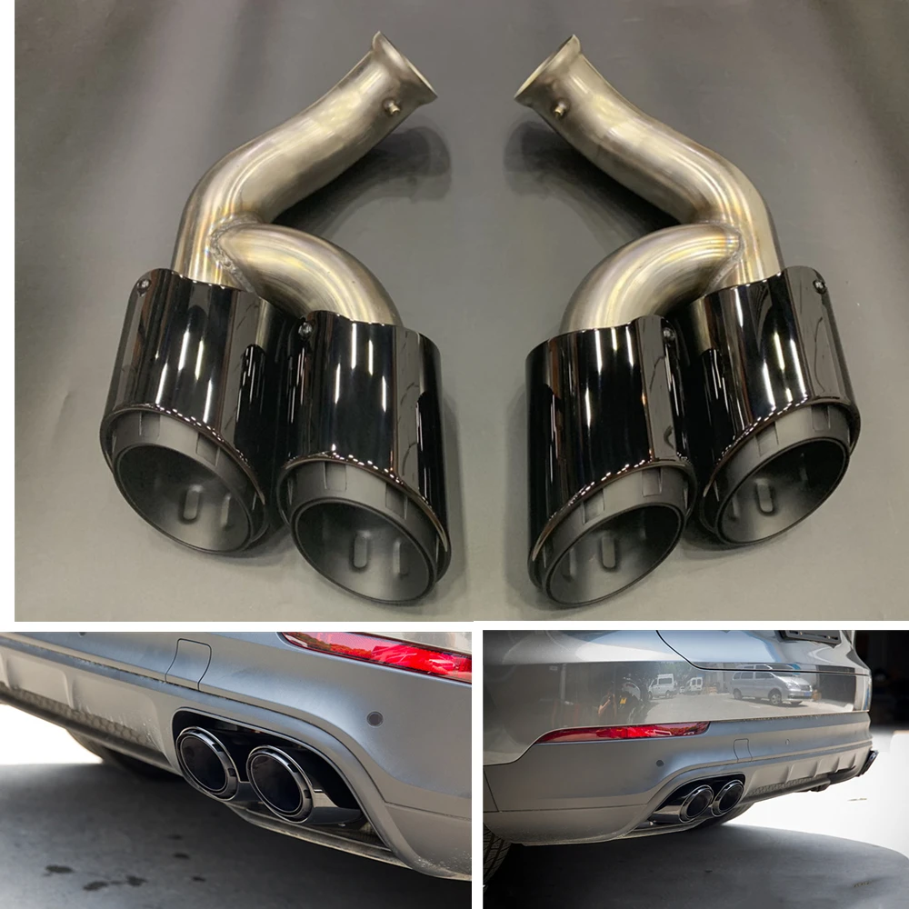 

Black GTS Style Tail Exhaust Tip Muffler Pipe For Porsche Cayenne V6 2015-2017 Car Exterior Body Kit Air Outlet Vent Tailpipe